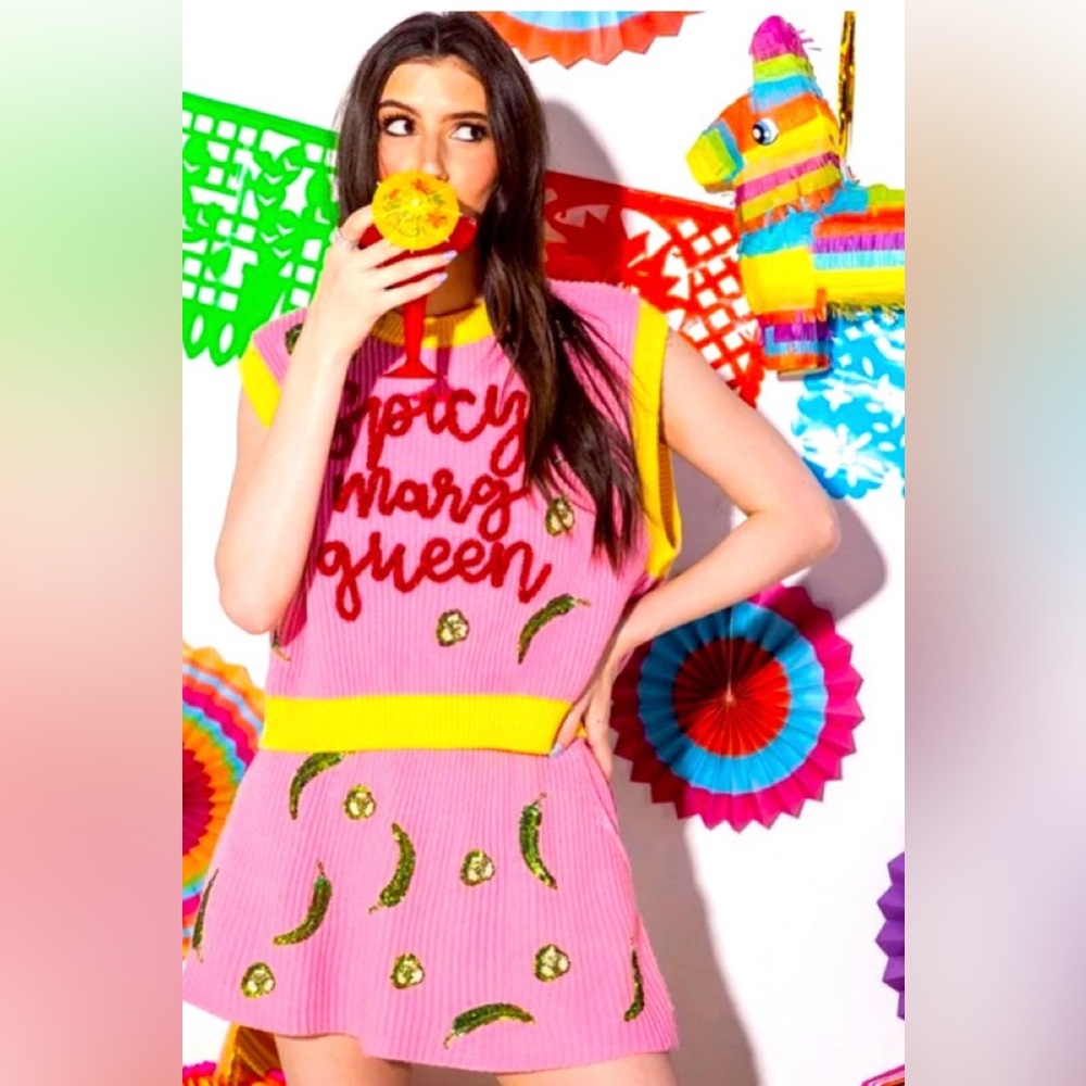 Queen of Sparkles 💖 Spicy 🌶️ Margarita Pink and Yellow Vest